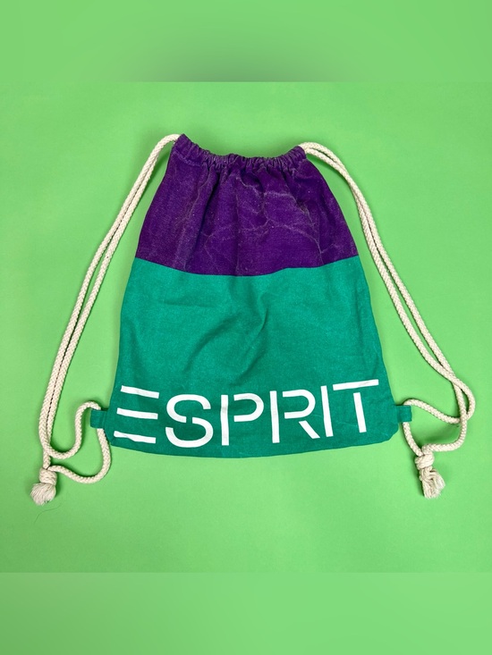 Esprit Handbags - Vintage 90s Esprit Colorblock Canvas Drawstring Backpack Spell Out Logo